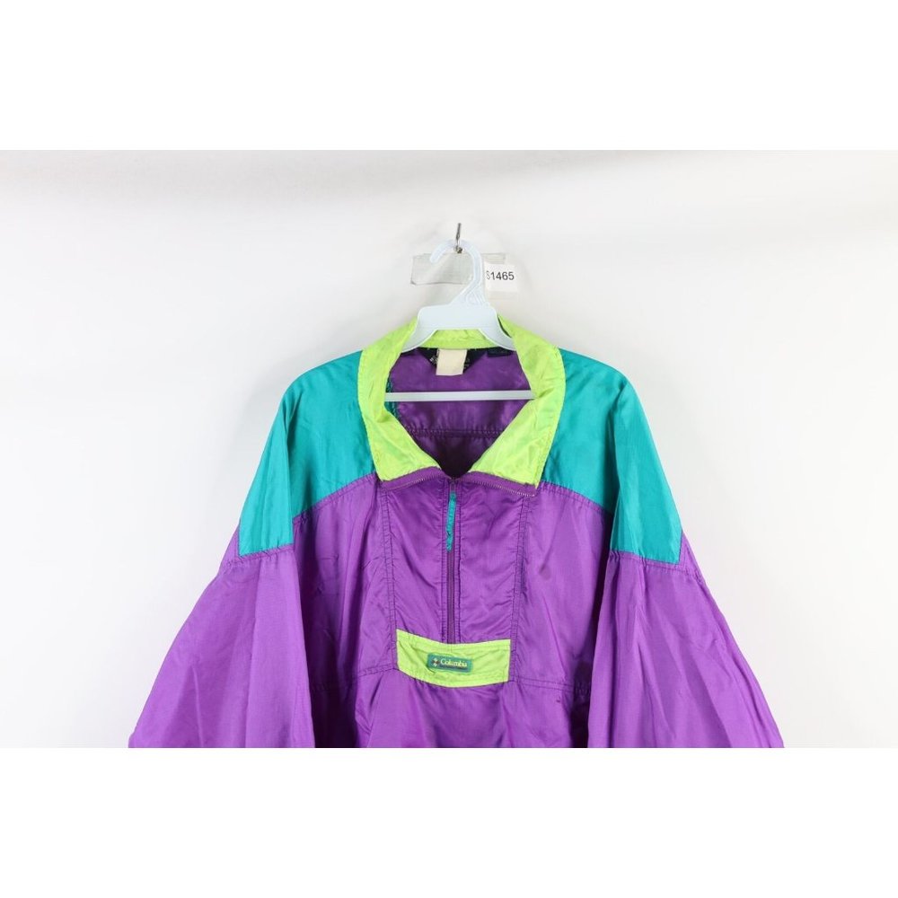 Vintage 90s Columbia Mens Size XL Distressed Spell Out Half Zip Pullover Jacket - Picture 2 of 10